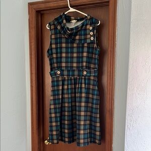 ModCloth Coach Tour Plaid Dress- XL